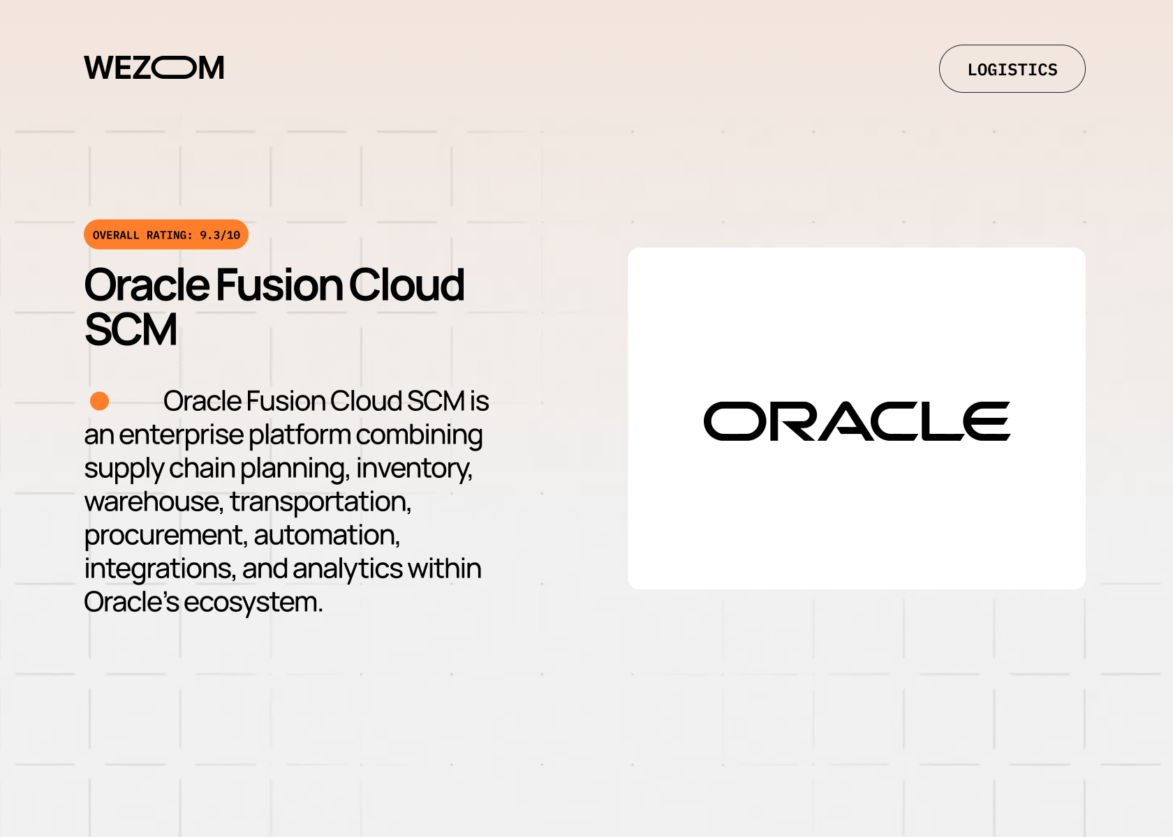Oracle Fusion Cloud SCM as enterprise 3rd party logistics software for supply chain planning and automation
